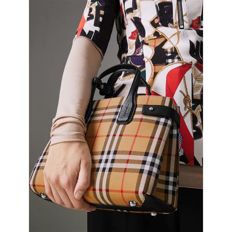 burberry the small banner in vintage check and leather black